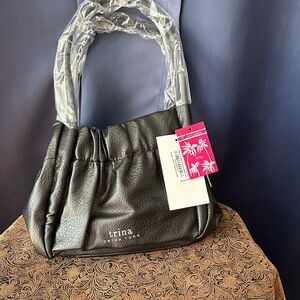 Trina Turk Dark Brown Leather Shoulder Bag